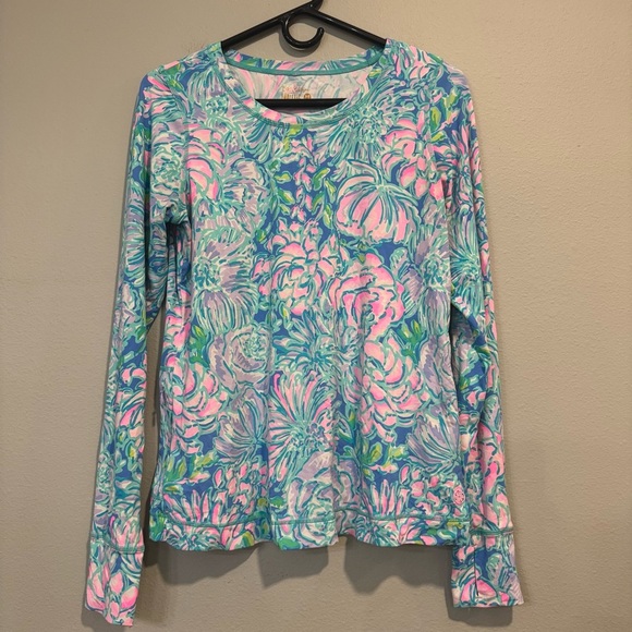Lilly Pulitzer Luxletic Renay UPF Vibrant Floral Long Sleeve Top M - Picture 1 of 7